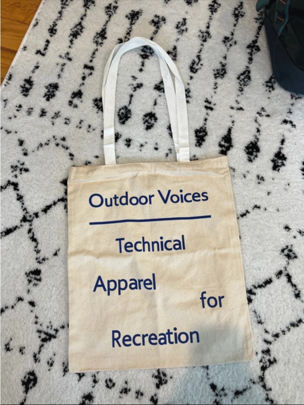 NWOT Outdoor Voices Canvas Tote Bag with Text
